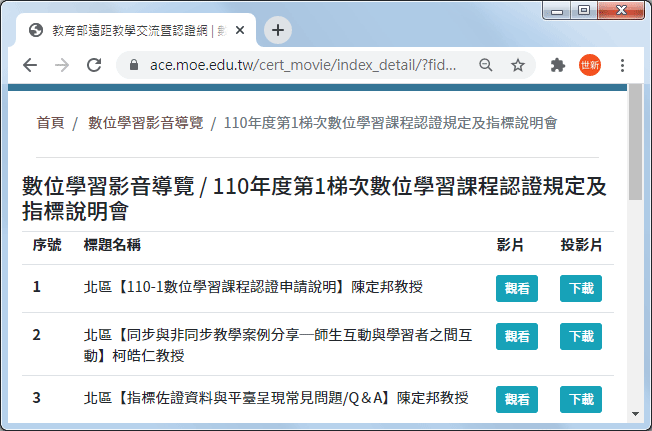 遠距教學交流暨認證網【影音專區】